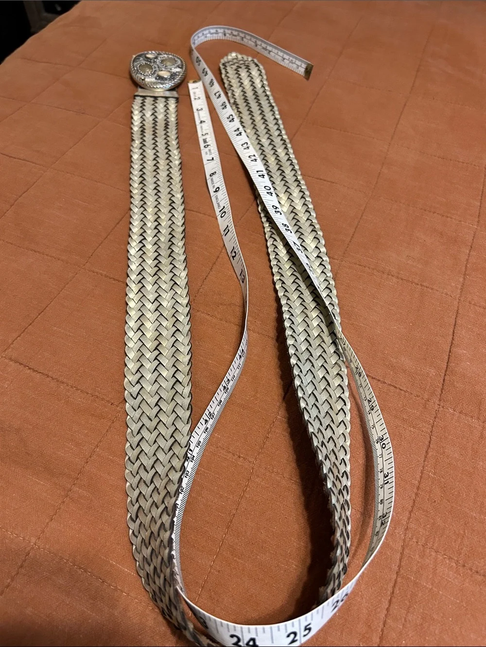 Chico’s Woven Metallic Silver Women’s Belt with Decorative Buckle